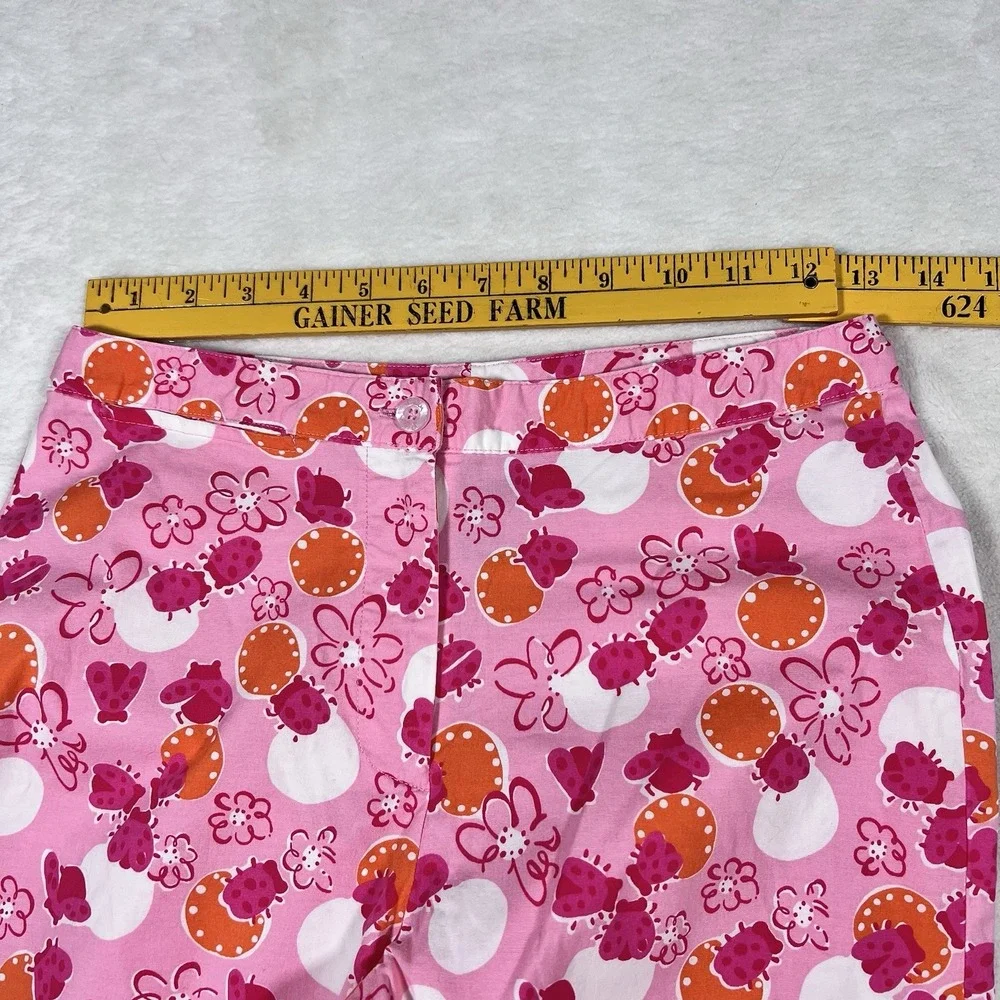 Lilly Pulitzer Women Vintage Ladybug Floral Capri Pants Size 2 Y2K Sporty & Rich